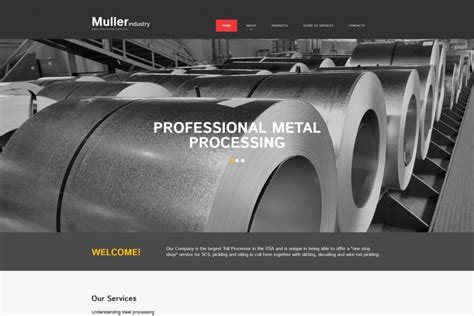 Web page template for metal fabrication companies 